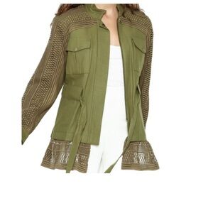 Sea New York Olive Green Baja Lace Military Jacket Size Small